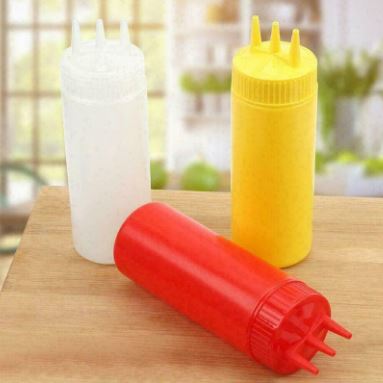 (Pack Of 2) 3 Nozzles Squeeze Bottles Plastic Squeeze Bottles For Condiment Sauce Dressings Ketchup Oils (400ml)