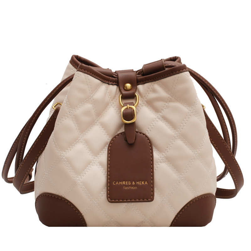 Stylish Embroidered PU Leather Bucket Crossbody Bag