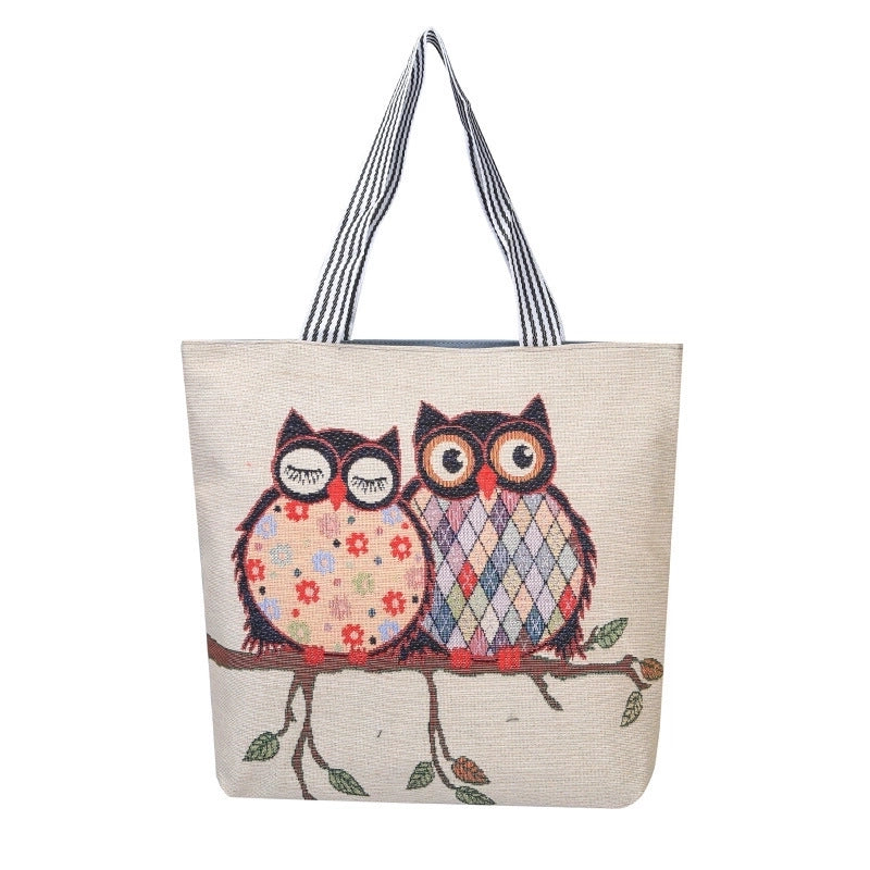 Women's Ethnic Style Letter Canvas Shopping Bags