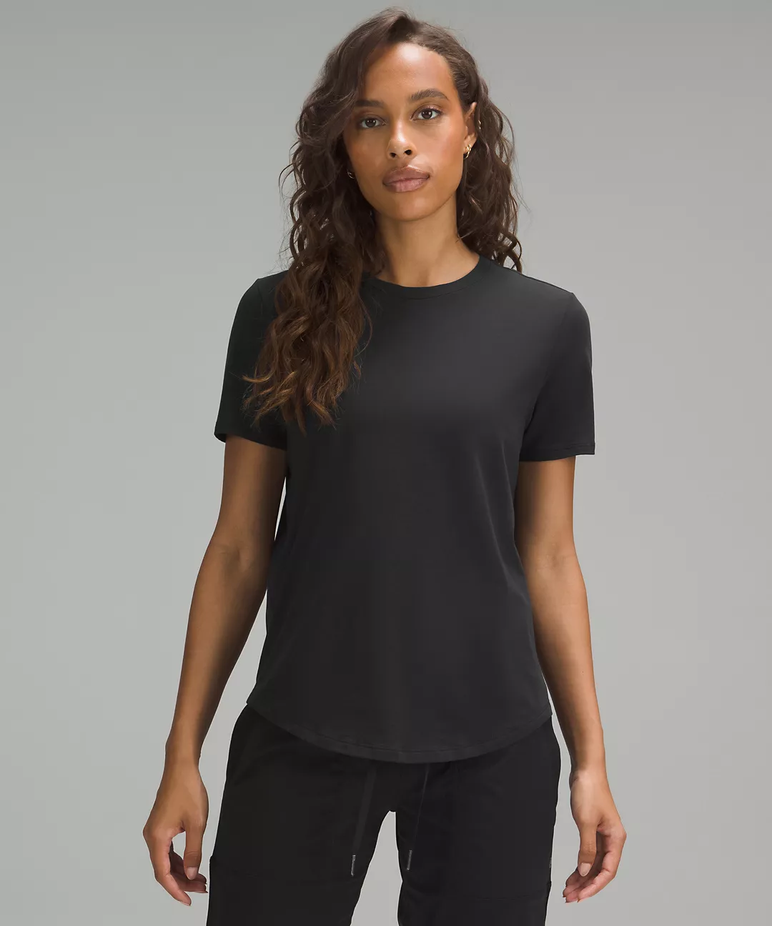 Love Curved-Hem Crewneck T-Shirt
