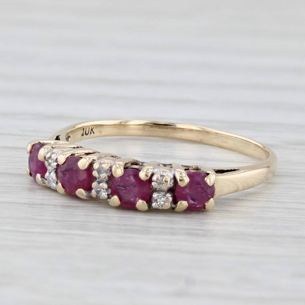 0.52ctw Ruby Diamond Ring 10k Yellow Gold Size 5.75 Stackable