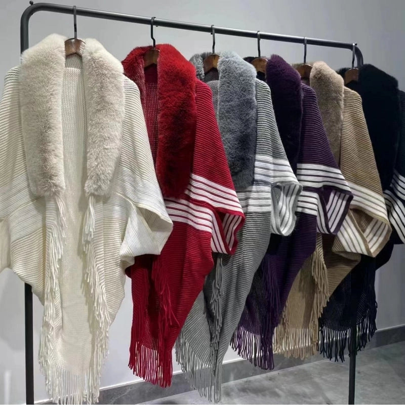 Women's Streetwear Stripe Polyester Tassel Shawl