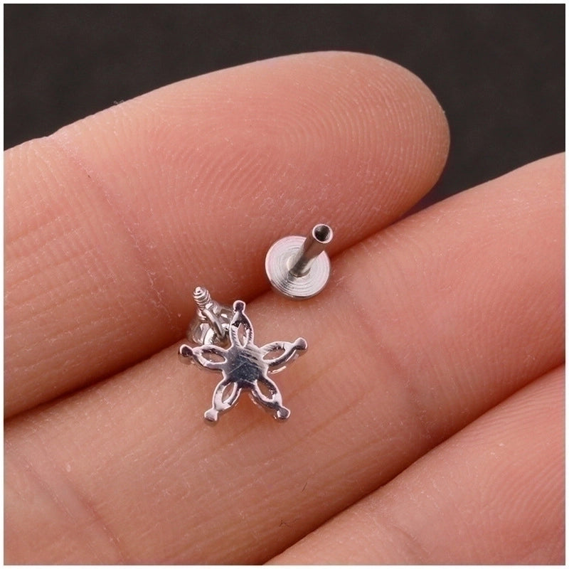 Ear Cartilage Rings & Studs Flower 316L Stainless Steel  Copper Inlaid Zircon