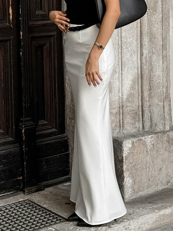 Bodycon High Waisted No Belt Solid Color Skirts Bottoms