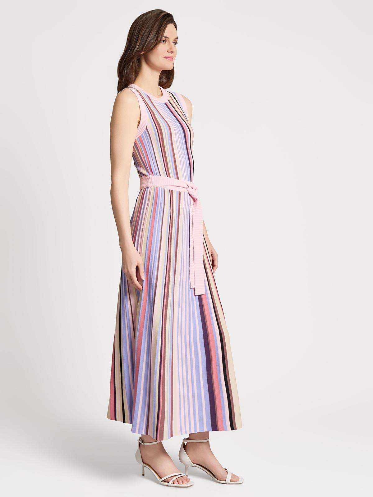 Sleeveless Soft Ribbed Knit Belted Maxi Dress - Modern Fit