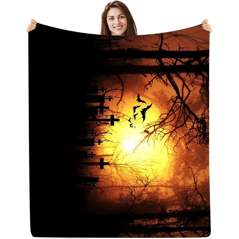 Halloween Casual Flower Bat Skull Polyester Blanket Couch & Sofa Decor