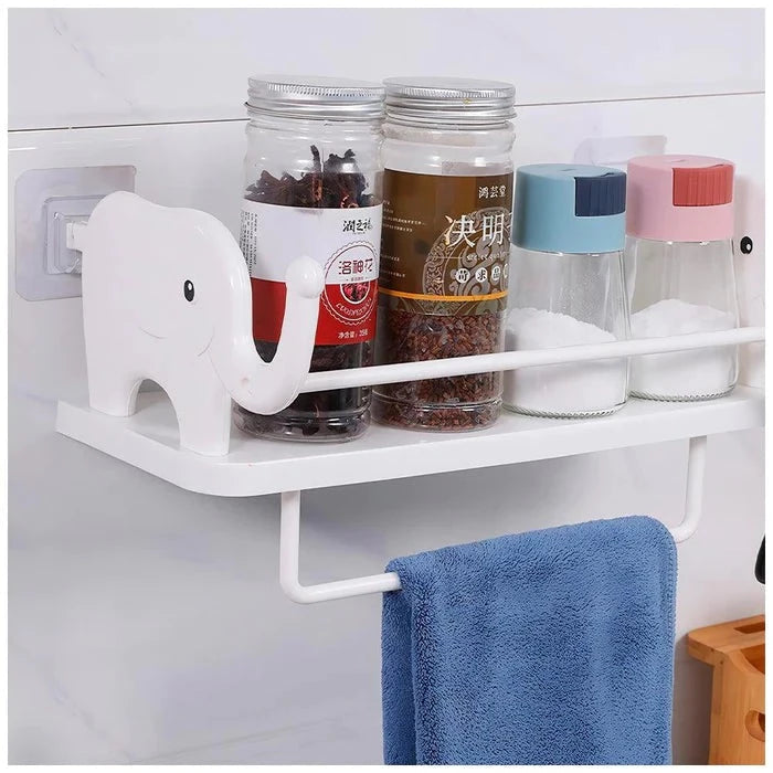 WALL-MOUNTED RACK WITH TOWEL HOLDER (ELEPHANT DESIGN)