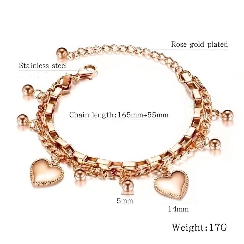 Fashion Heart Shape Titanium Steel Plating Bracelets