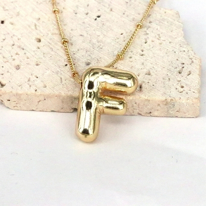 Minimalist Classic Style Letter Copper 18k Gold Plated Pendant Necklace In Bulk