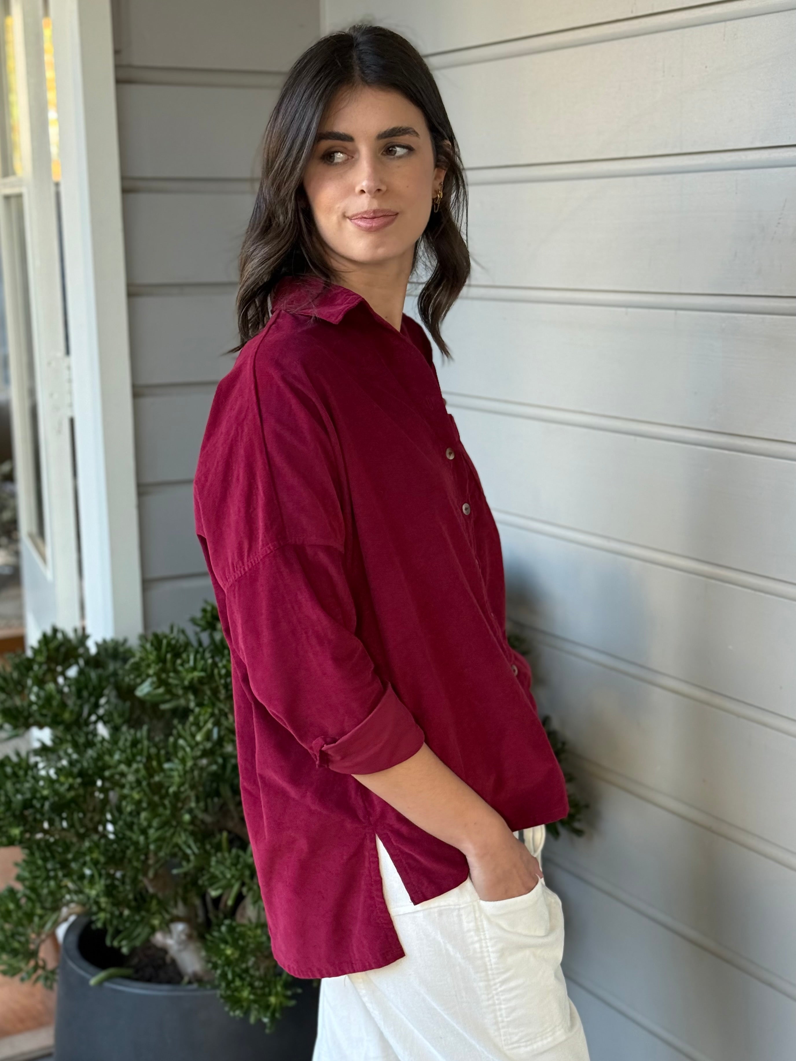 rosie shirt - merlot cord