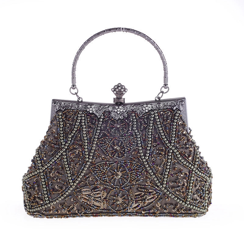 Beige Polyester Geometric Square Evening Bags