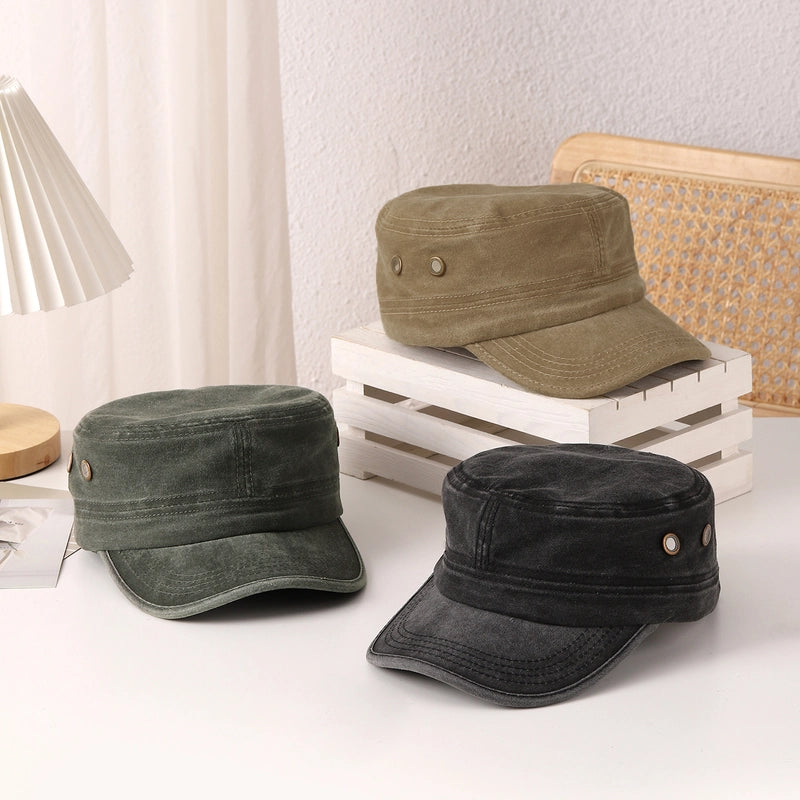 Unisex Minimalist Streetwear Solid Color Wide Eaves Curved Eaves Military Hat