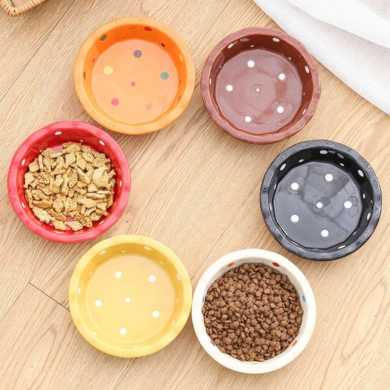 Ceramic Cat Bowl Stand Neck Protection Anti-black Chin Feeding Bowl Small Dog Teddy Inclined Cat Food Supplies