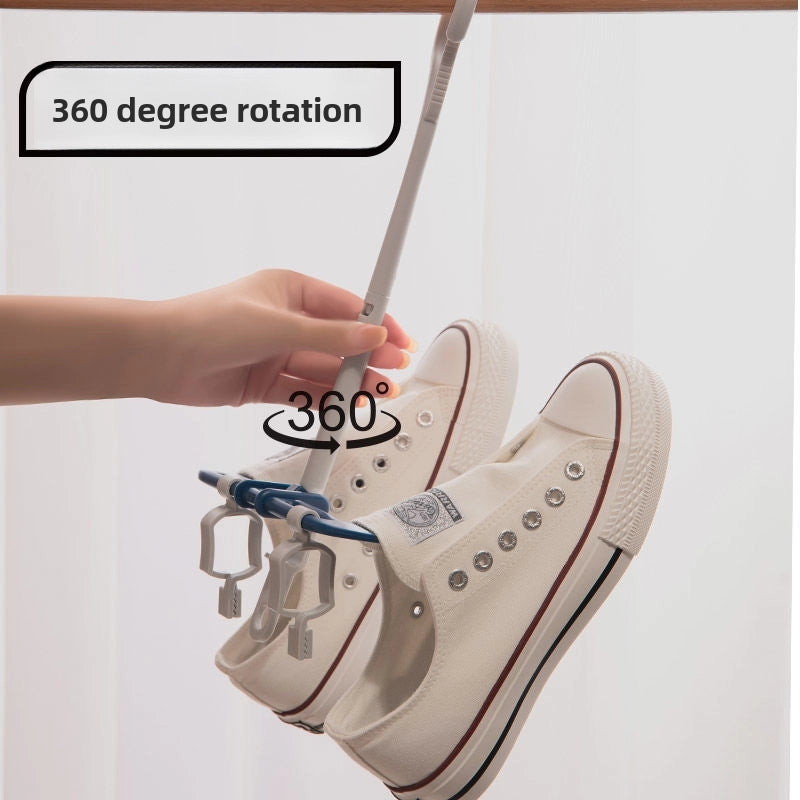 Shoe Rack Artifact With Draining Student Dormitory Balcony Drying Multifunctional Folding Rotating Shoe And Socks Clip
