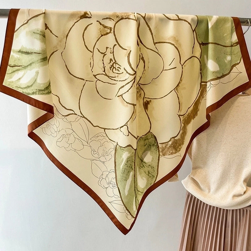 Women's Sweet Minimalist Flower Polyester Silk Scarf