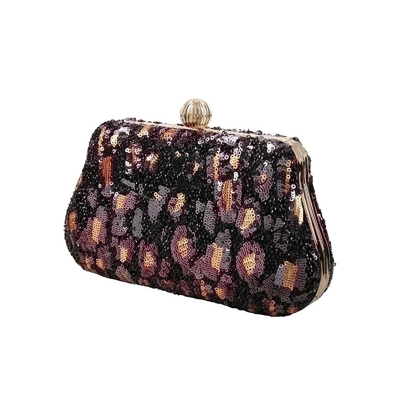 Red Black Gold Cloth Leopard Sequins Square Evening Bags