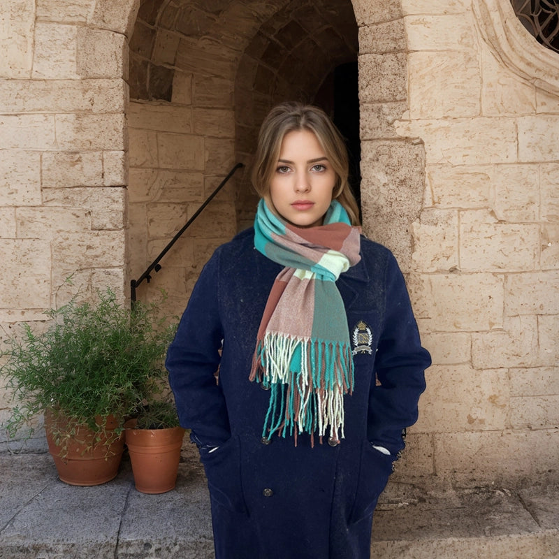 Women's Casual Minimalist Color Block Imitation Cashmere Tassel Scarf