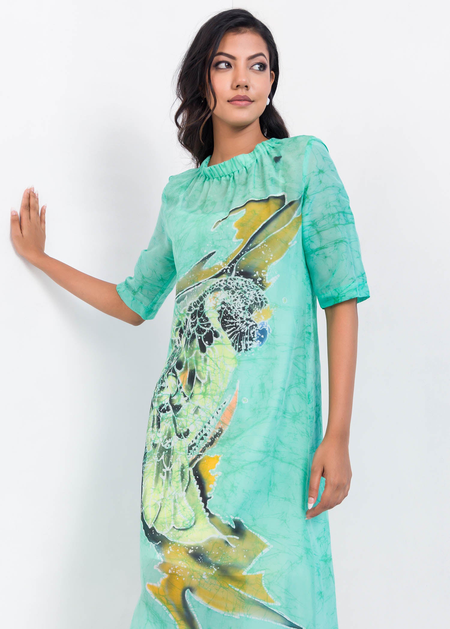 Birdie detailed batik mid - calf dress