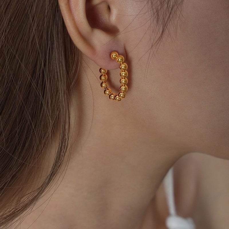 1 Pair Retro Streetwear Solid Color Plating Titanium Steel 18K Gold Plated Earrings