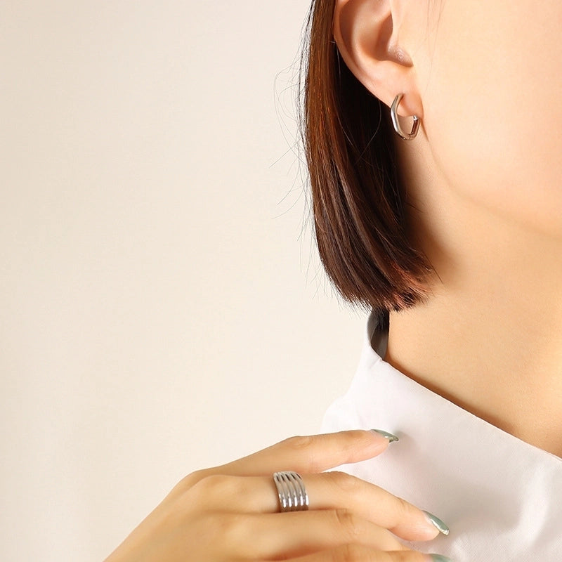 Geometric Plating 304 Stainless Steel No Inlaid 18K Gold Plated Earrings
