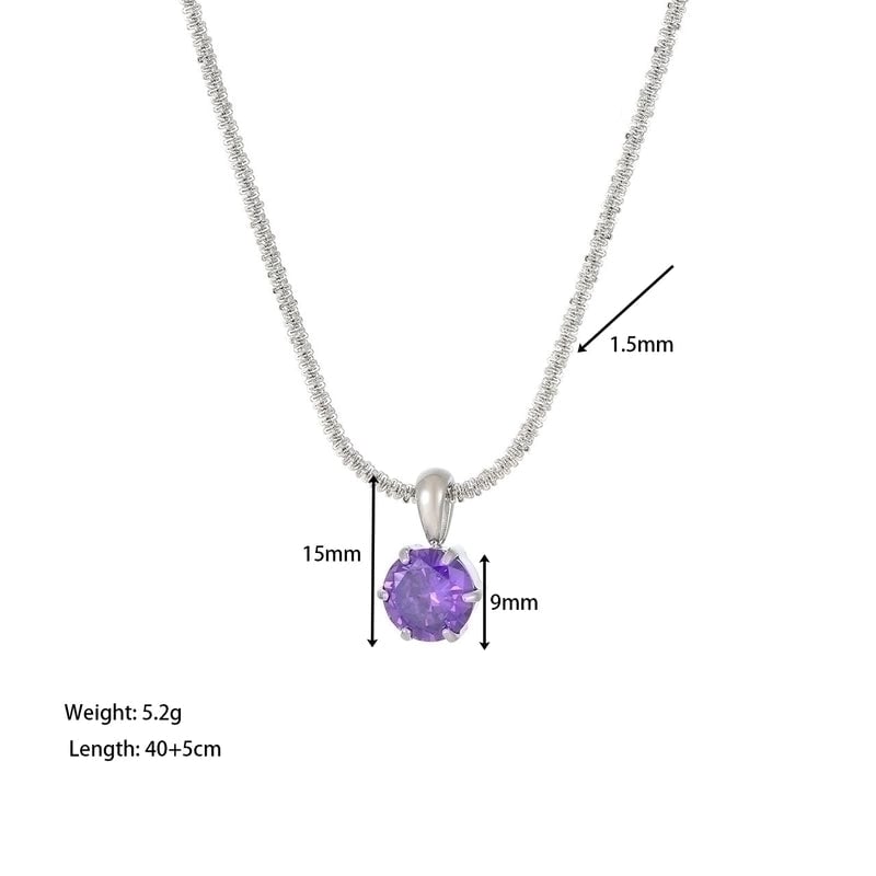 2 Pieces Classic Style Solid Color 304 Stainless Steel Zircon White Gold Plated Gold Plated Inlay Pendant Necklace