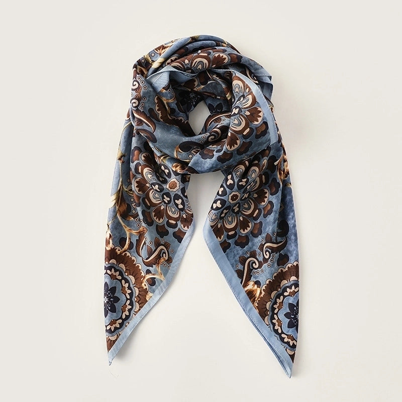 Women's Fashion Leopard Satin Printing Silk Scarves