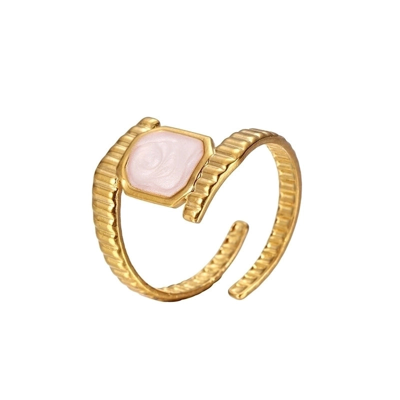 Vintage Style Color Block Stainless Steel 18K Gold Plated Plating Open Rings