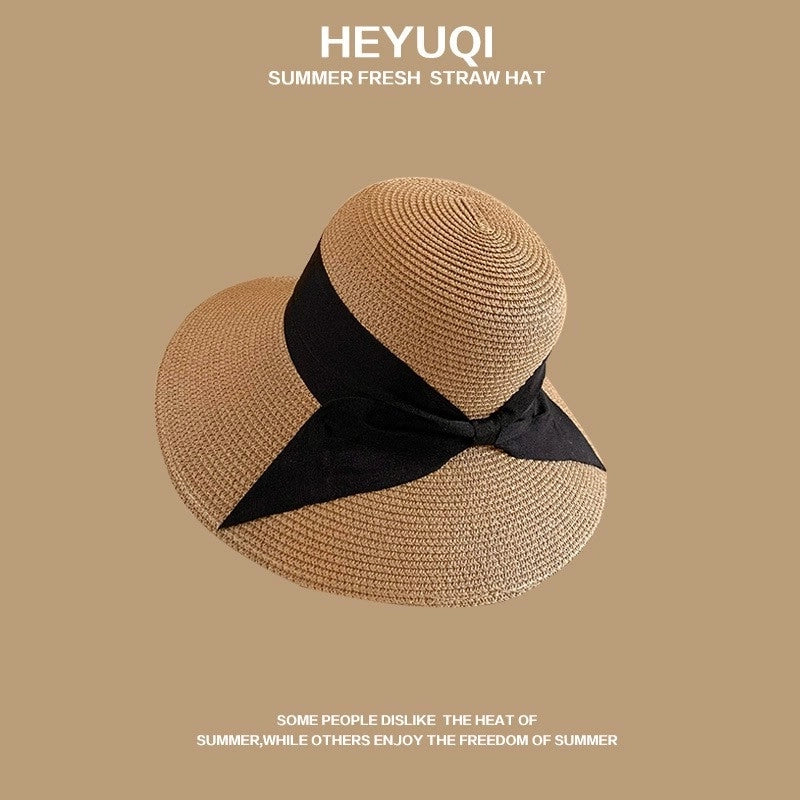 Women's Vacation Minimalist Letter Solid Color Big Eaves Straw Hat