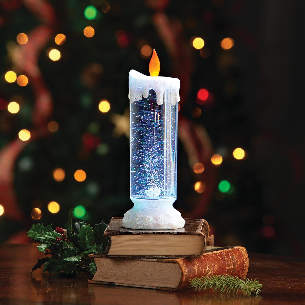 COLOR CHANGING LED WATER CANDLE WITH GLITTER