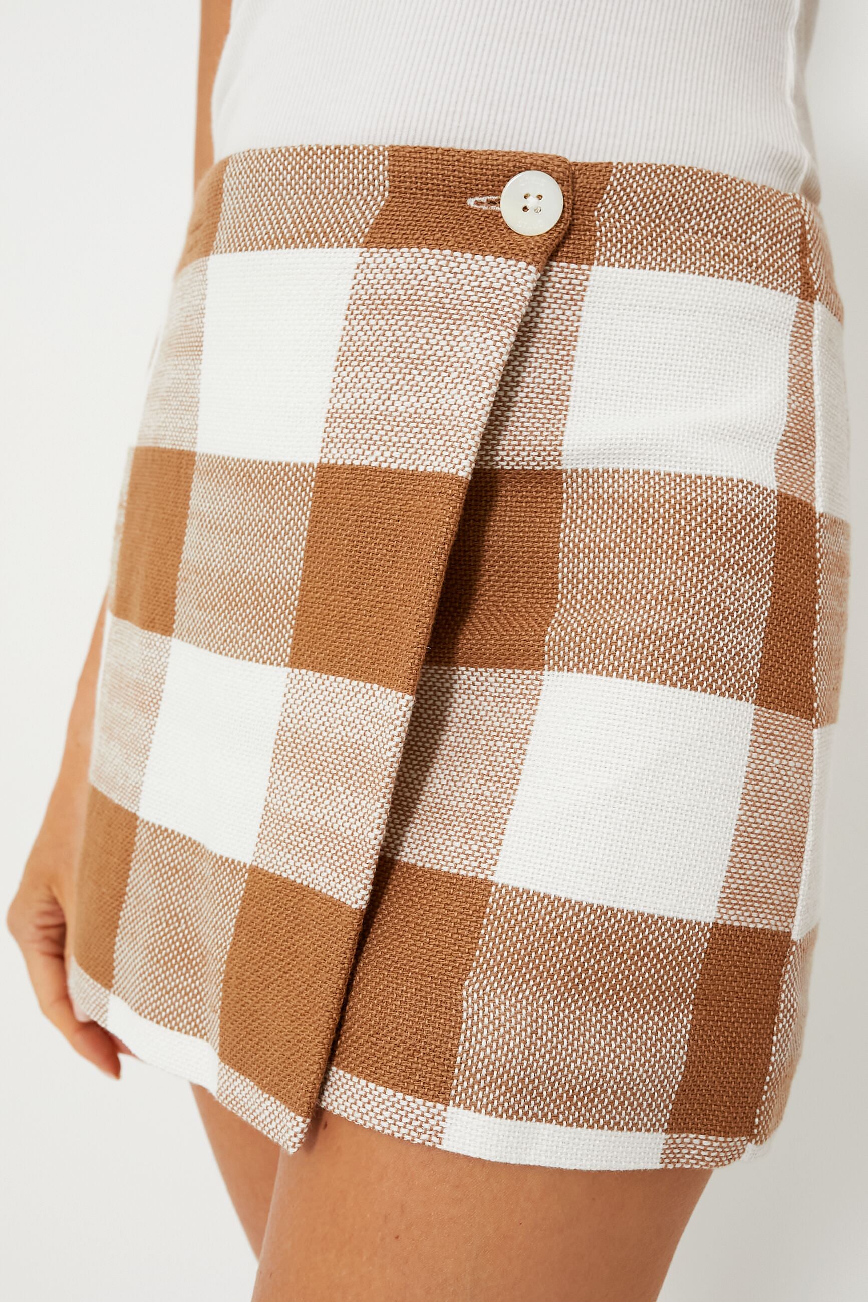 Tobacco Gingham Tour Skirt