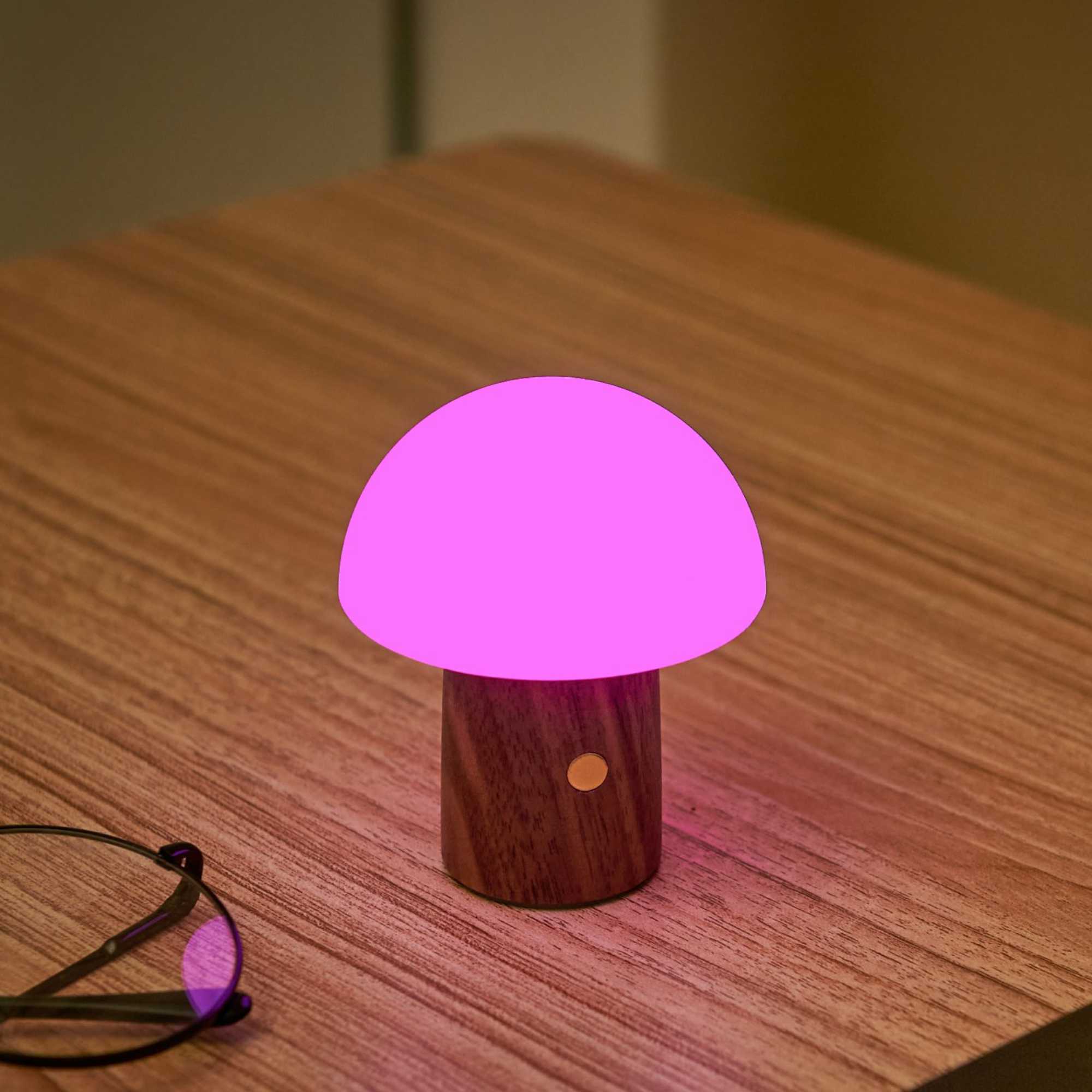 Gingko Alice Mushroom Lamp Super Mini . Walnut