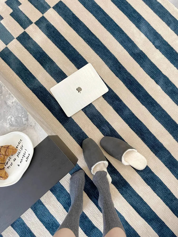 Karl Blue Striped Carpet