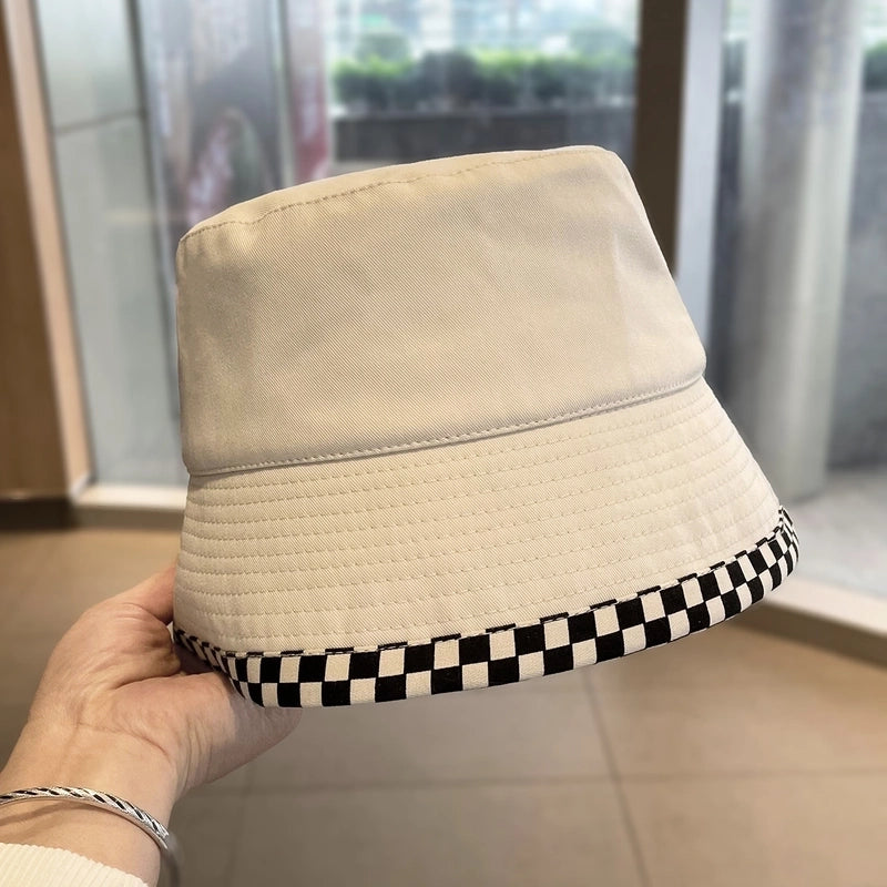 Women's Streetwear Lattice Flat Eaves Bucket Hat