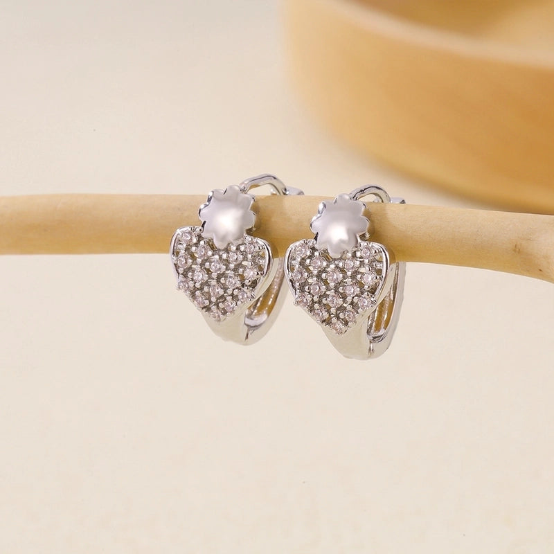 1 Pair Basic Minimalist Geometric Inlay Copper Zircon Earrings