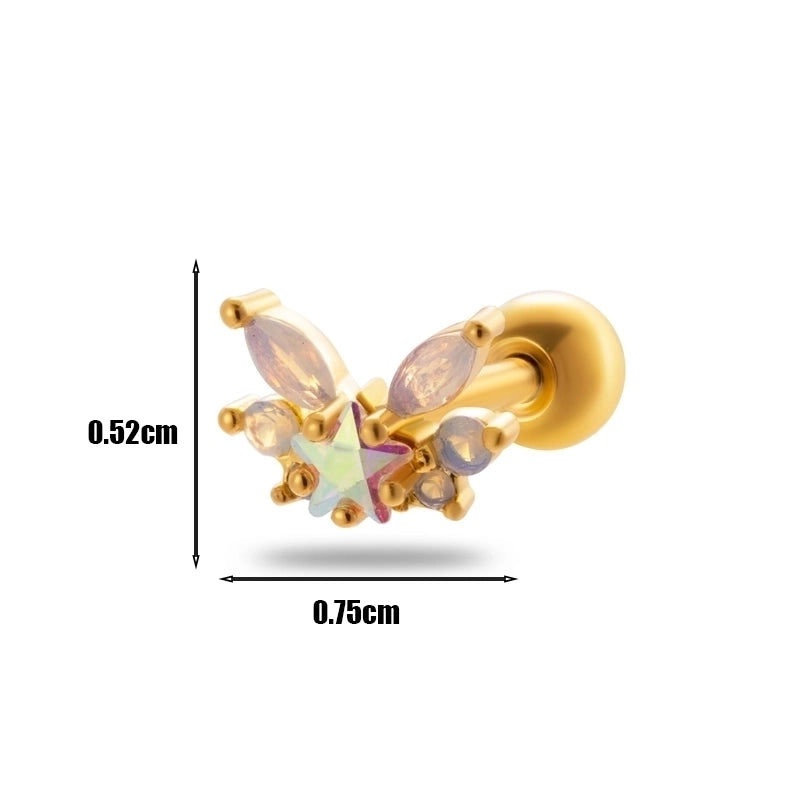 1 Piece Ear Cartilage Rings & Studs Minimalist Geometric 316L Stainless Steel  Copper Plating Inlay Zircon
