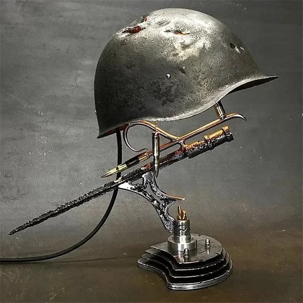 Combat Helmet Light Up Home Decor Table Lamp