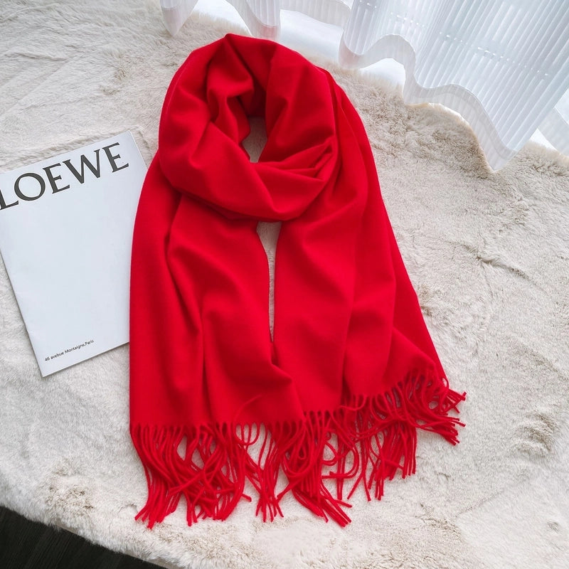 Autumn And Winter Solid Color Scarf New  Cashmere Scarf Women's Tassel Warm Large Shawl Scarf