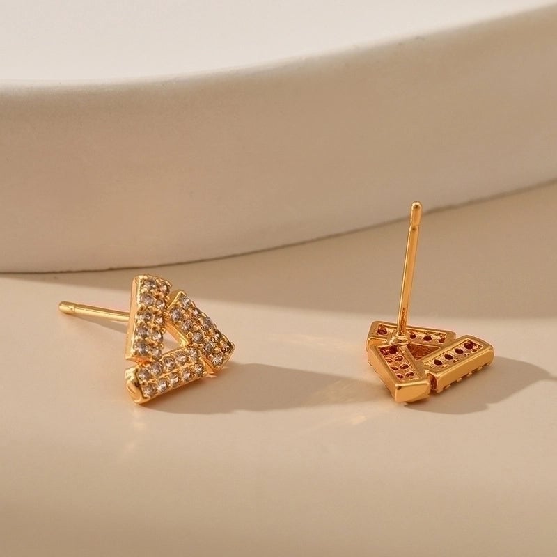 1 Pair Sweet Minimalist Moon Heart Shape Plating Inlay Copper Zircon Ear Studs
