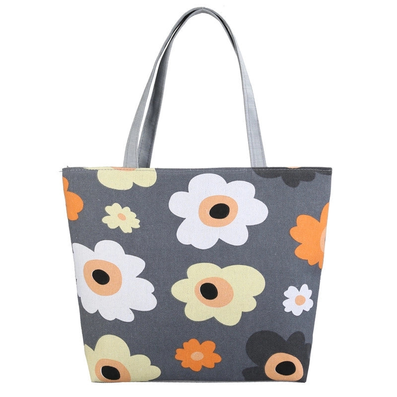 Women's Classic Style Flower Canvas Shopping Bags