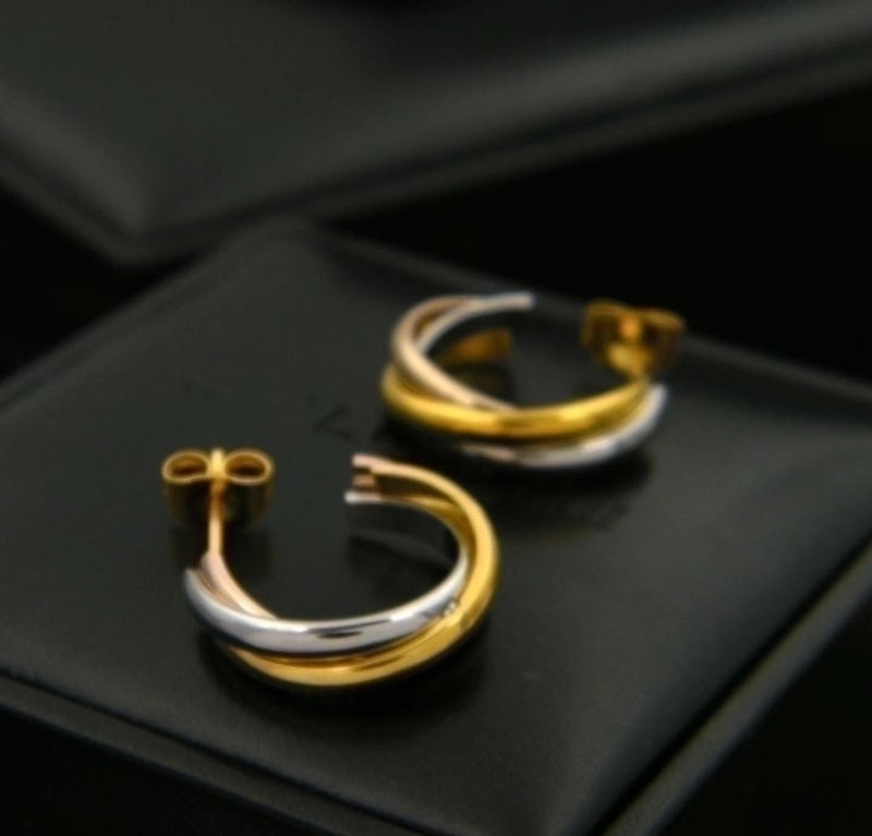 1 Pair Minimalist C Shape Plating 304 Stainless Steel Titanium Steel 18K Gold Plated Ear Studs
