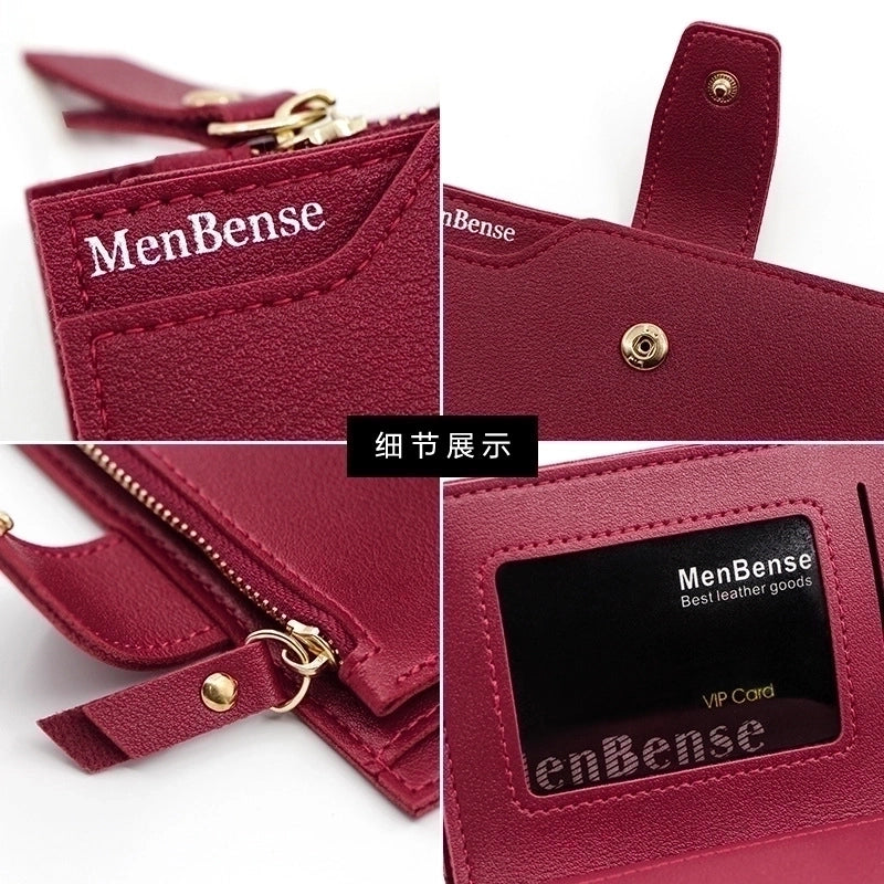 Women's Solid Color Pu Leather Zipper Buckle Wallets