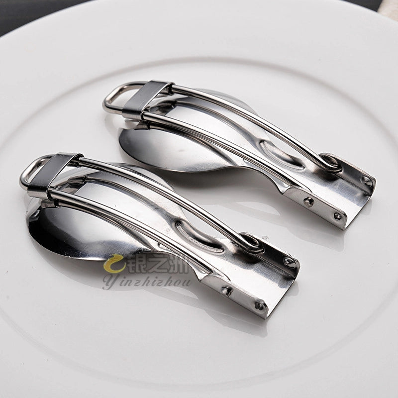 Stainless Steel Folding Spoon. Folding Cutlery Knife Salad Spoon With Fork Folding Spoon Outdoor Portable Set
