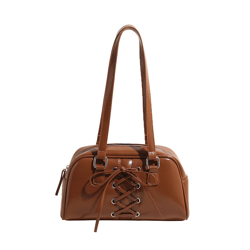 Women's Medium Pu Leather Solid Color Elegant Streetwear Sewing Thread Square Zipper Handbag