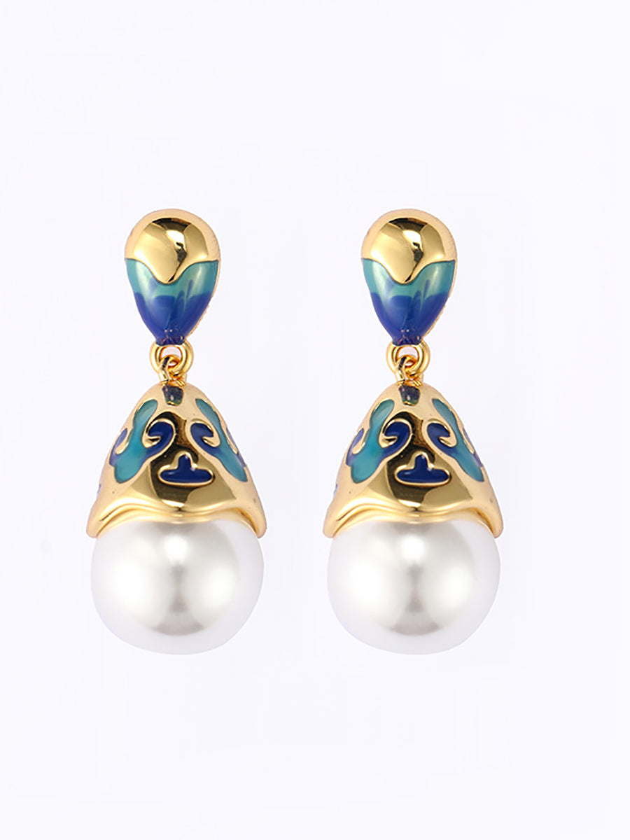 Women Ethnic Pearl S925Silver Earrings
