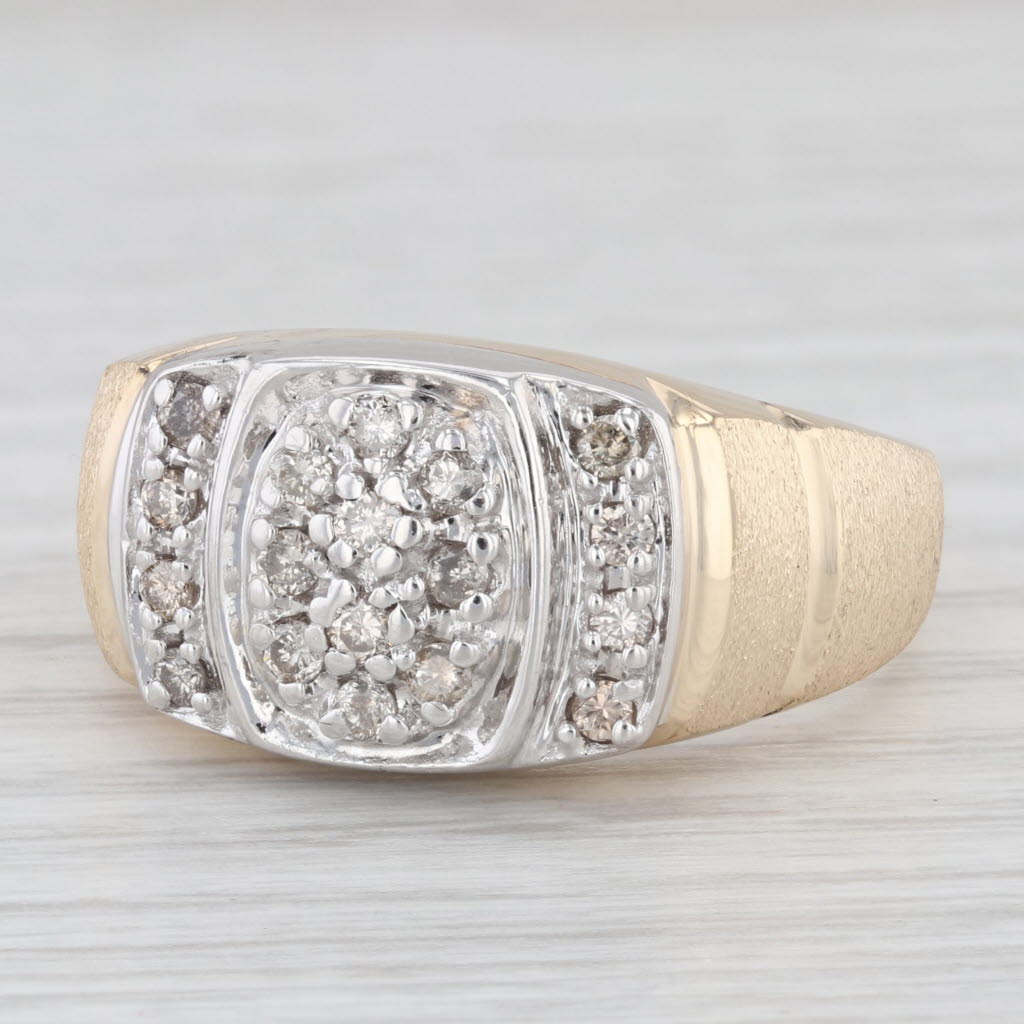 Men's 0.40ctw Diamond Cluster Ring 10k White Yellow Gold Size 12.75
