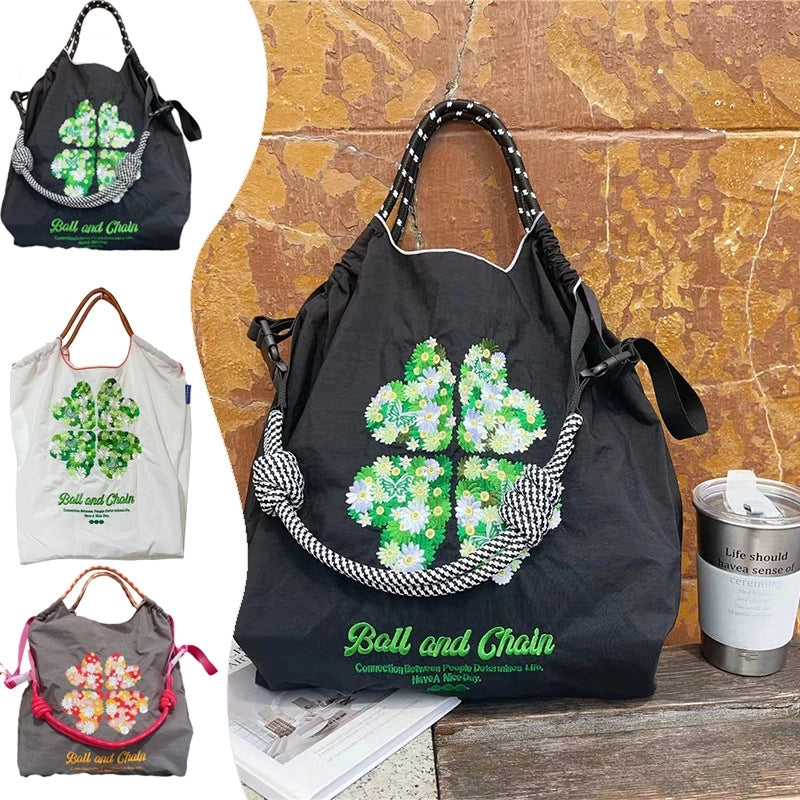 Women's Cute Printing Letter Nylon Shopping Bags
