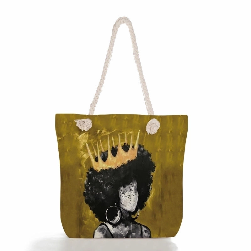 Women's Vintage Style Portrait Canvas Shopping Bags
