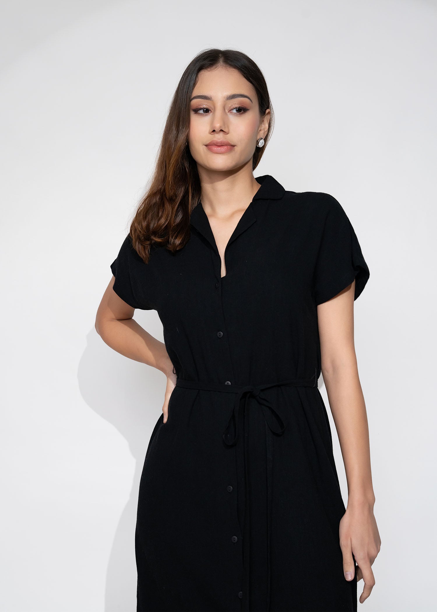 Cuban Collar Shirt Dress