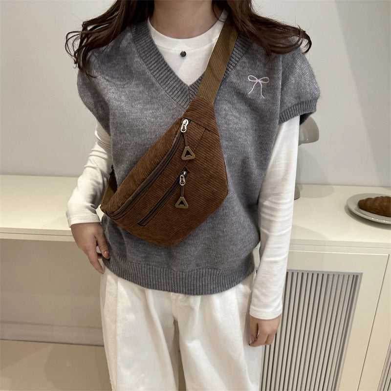 Women's Streetwear Solid Color Flannel Waist Bags