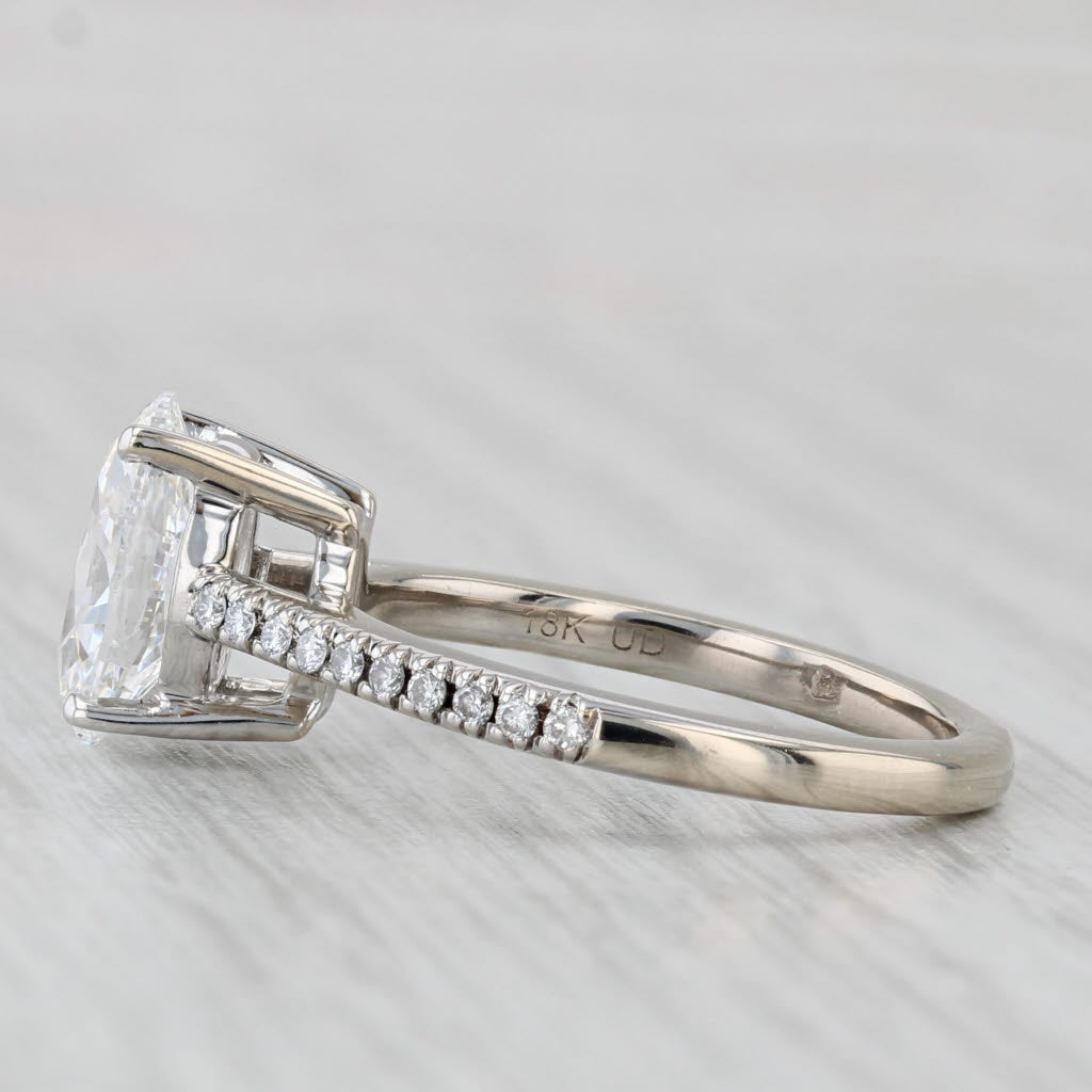 Lab Grown Oval Diamond Engagement Ring 18k White Gold Size 7 IGI 2.32ctw